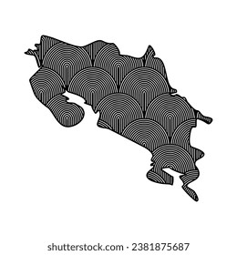 Art Deco retro Costa Rica map. Decorative laser cut file