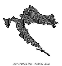 Art Deco retro Croatia map. Decorative laser cut file