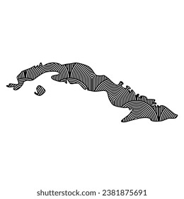 Art Deco retro Cuba map. Decorative laser cut file