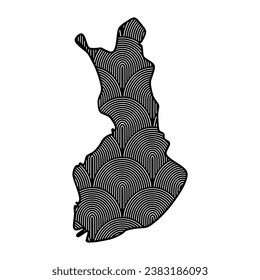 Art Deco retro Finland map. Decorative laser cut file