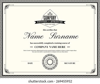 Art deco Retro frame certificate of appreciation design template