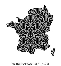 Art Deco retro France map. Decorative laser cut file