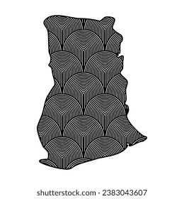 Art Deco retro Ghana map. Decorative laser cut file