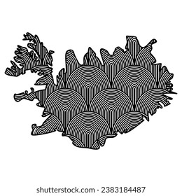 Mapa Art Deco retro de Islandia. Archivo de corte láser decorativo