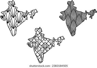 Mapa de la India retro Art Deco. Archivo de corte láser decorativo