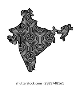 Art Deco retro India map. Decorative laser cut file