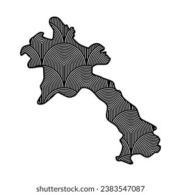 Art Deco retro Laos map. Decorative laser cut file