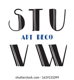 Art deco retro letters, alphabet. Hand drawn vector creative alphabet. Trend 2020 retro style