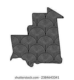 Art Deco retro Mauritania map. Decorative laser cut file