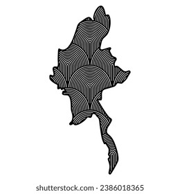 Art Deco retro Myanmar map. Decorative laser cut file
