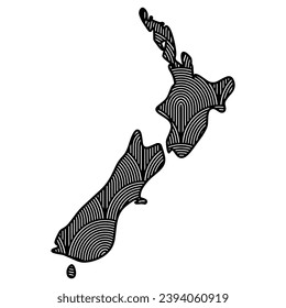 Art Deco retro New Zealand map. Decorative laser cut file