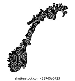 Art Deco retro Norway map. Decorative laser cut file