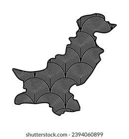 Mapa retro pakistaní del Art Deco. Archivo de corte láser decorativo