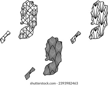 Art Deco retro Palestine map set. Decorative laser cut file
