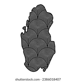 Art Deco retro Qatar map. Decorative laser cut file