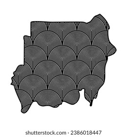 Art Deco retro Sudan map. Decorative laser cut file