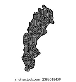 Art Deco retro Sweden map. Decorative laser cut file