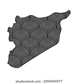 Mapa retro de Siria del Art Deco. Archivo de corte láser decorativo
