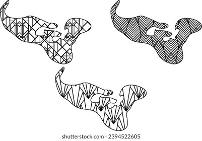 Art Deco retro Tonga map set. Decorative laser cut file