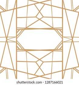 Art Deco retro vintage pattern frame. Golden geometric linear background. Birthday party or wedding 1920-s style decor