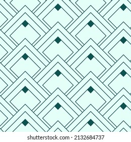 Art deco rhombus pattern. Abstract geometric background. Square shape. Wallpaper design. Editable stroke. Vector stock illustration