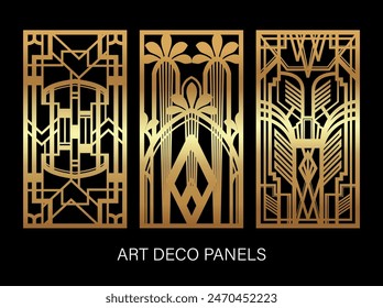 Art Deco Roaring Twenties, Gatsby's Style Set aus Goldplatten Vektorgrafik