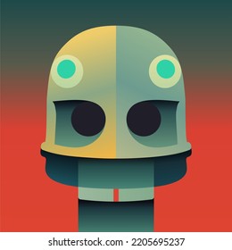 Art deco robot. Vector color illustration.