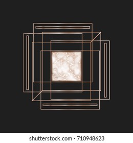 Art Deco Rose gold. Trendy geometric luxury pattern, vector illustration. Design for poster, card, invitation, wedding invitation.