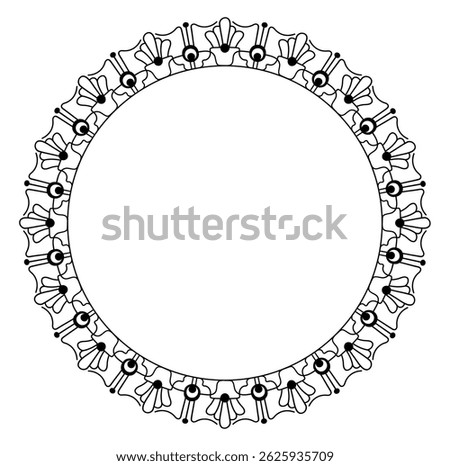 Art Deco round frame. 1900s - 1920s style ornate circle border. Black and white 