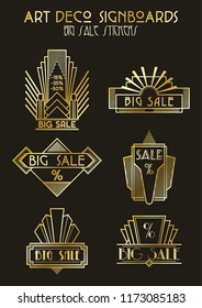Art Deco Sale Golden Emblems Stickers