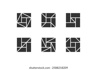 Art Deco seamless element in minimal linear stype. Simple geometrical figure for your project. Simple geometric shape with square. Basic vector form for grid.