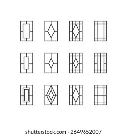 Art Deco seamless element in minimal linear style. Vector geometric shape with rectangle. Modern graphic design elements for grid.