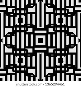 Art Deco Seamless Ethnic Pattern. Vintage, Grunge, Abstract Tribal Background for Textile Design, Wallpaper, Surface Textures, Wrapping Paper white black