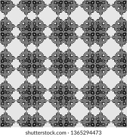 Art Deco Seamless Ethnic Pattern. Vintage, Grunge, Abstract Tribal Background for Textile Design, Wallpaper, Surface Textures, Wrapping Paper black and white