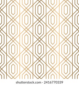  Art deco seamless fence pattern with golden line, vector illustration.