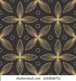 Art Deco Seamless Geometric Pattern. Elegant Wallpaper Design with Gold Texture. Abstract Vintage Background. Vector illustration