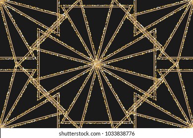 Art Deco Seamless Geometric Pattern. Elegant Wallpaper Design with Gold Texture. Abstract Vintage Background. Vector illustration