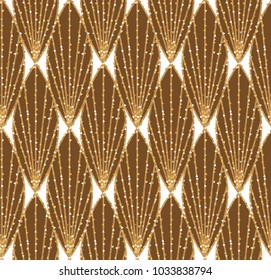 Art Deco Seamless Geometric Pattern. Elegant Wallpaper Design with Gold Texture. Abstract Vintage Background. Vector illustration