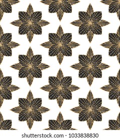 Art Deco Seamless Geometric Pattern. Elegant Wallpaper Design with Gold Texture. Abstract Vintage Background. Vector illustration