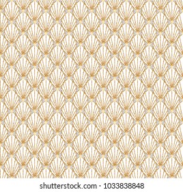 Art Deco Seamless Geometric Pattern. Elegant Wallpaper Design with Gold Texture. Abstract Vintage Background. Vector illustration