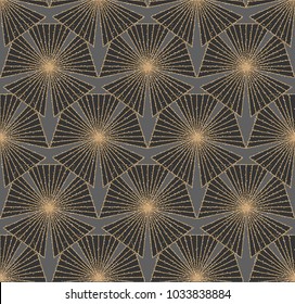 Art Deco Seamless Geometric Pattern. Elegant Wallpaper Design with Gold Texture. Abstract Vintage Background. Vector illustration
