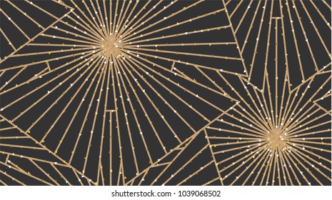 Art Deco Seamless Geometric Pattern. Elegant Wallpaper Design with Gold Texture. Abstract Vintage Background. Vector illustration