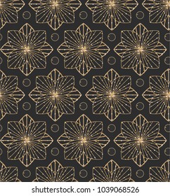 Art Deco Seamless Geometric Pattern. Elegant Wallpaper Design with Gold Texture. Abstract Vintage Background. Vector illustration