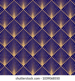 Art Deco Seamless Geometric Pattern. Elegant Wallpaper Design with Gold Texture. Abstract Vintage Background. Vector illustration
