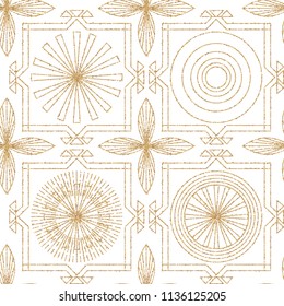 Art Deco Seamless Geometric Pattern. Elegant Wallpaper Design with Gold Texture. Abstract Vintage Background. Vector illustration