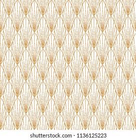 Art Deco Seamless Geometric Pattern. Elegant Wallpaper Design with Gold Texture. Abstract Vintage Background. Vector illustration