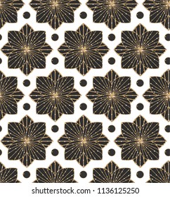 Art Deco Seamless Geometric Pattern. Elegant Wallpaper Design with Gold Texture. Abstract Vintage Background. Vector illustration