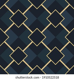 Art Deco Seamless Geometric Pattern In Vector. Vintage Blue And Green Background 