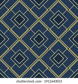 Patrón geométrico art deco sin fisuras en vector. Fondo azul y verde vintage