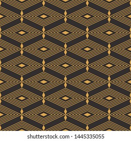 Art Deco seamless luxury geometric pattern. Golden lined shape. Vector Leaves stylish background. Abstract sea shell illustration.